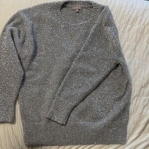 J. Crew Glittering Gray Crewneck Sweater